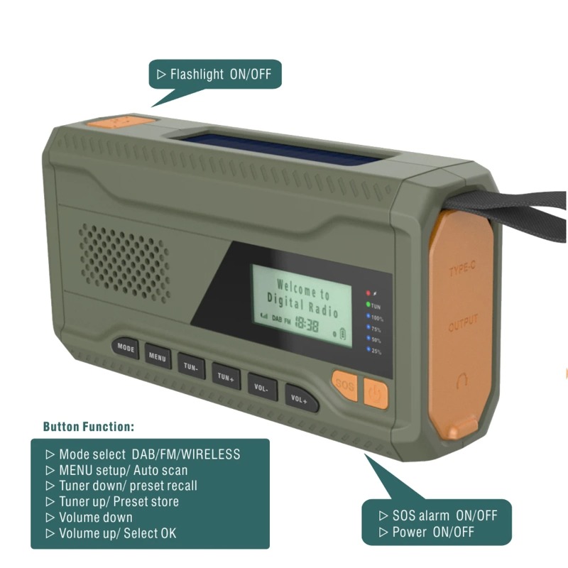 DAB/FM Bluetooth Radio Outdoor - Emergency Radio Solar 评论和价格